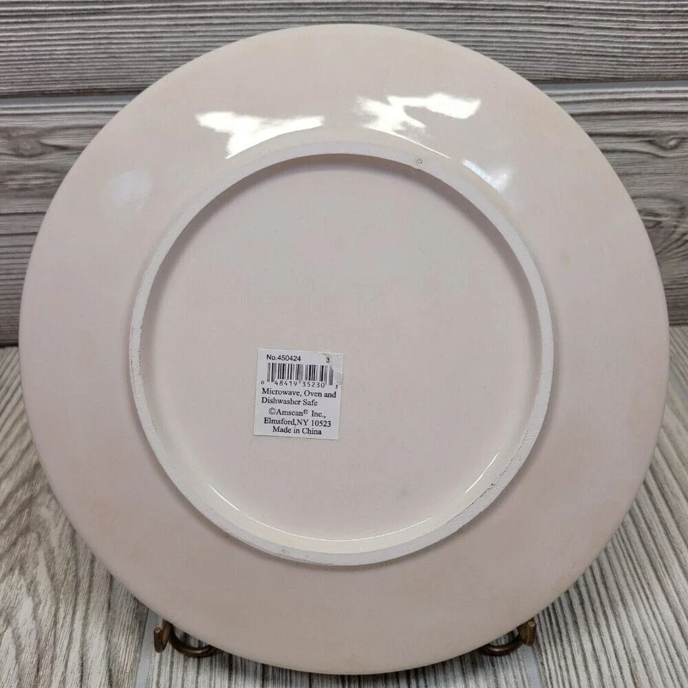 Holiday Traditions Amscan Christmas Ceramic Plate Cream Snowman Season of‎ Peace